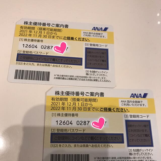2022新生活 ana株主優待チケット 2枚 ゆうメール込 yuuさん - 通販 ...