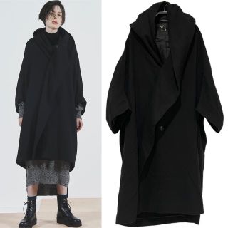 ヨウジヤマモト(Yohji Yamamoto)の  ヨウジヤマモト ウールナイロンオーバーサイズフードコート 【2033】(ロングコート)