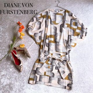 DIANE von FURSTENBERG - 秋★ダイアンフォスティンバーグ★グレンチェック茶 シルク ワンピース4の通販 by momo