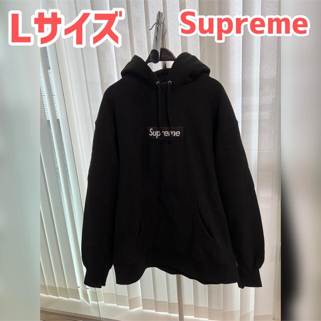 【早い者勝ち】 Supreme ボックスロゴ フーディ ブラック Lサイズメンズ