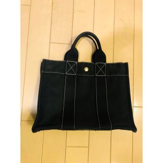 エルメス(Hermes)のHERMES エルメス ハンドバッグ キャンバス ドーヴィルPM ブラック(トートバッグ)