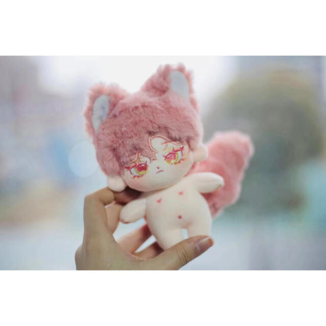10cmペア ぬいぐるみ 本体+耳+尻尾 着せ替え 無属性 黒&ピンク 10cmペア ぬいぐるみ 本体+耳+尻尾 着せ替え 無属性 黒&ピンク