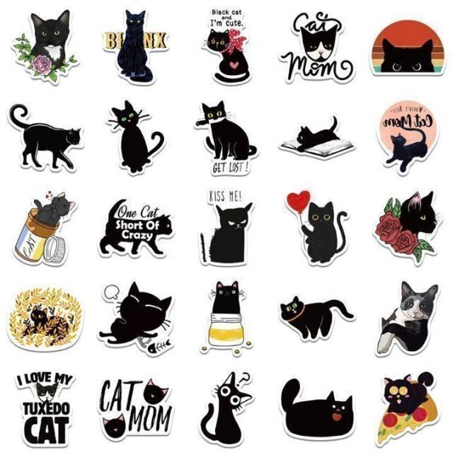 ♡かわいい♡黒猫 フレークシール ステッカー ユニーク 可愛いがいっぱい ネコ