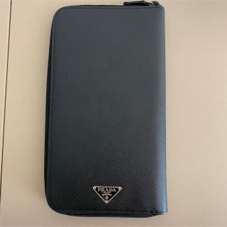 プラダ(PRADA)の美品！PRADA プラダ オーガナイザー 長財布 ラウンドファスナー ブラック(長財布)