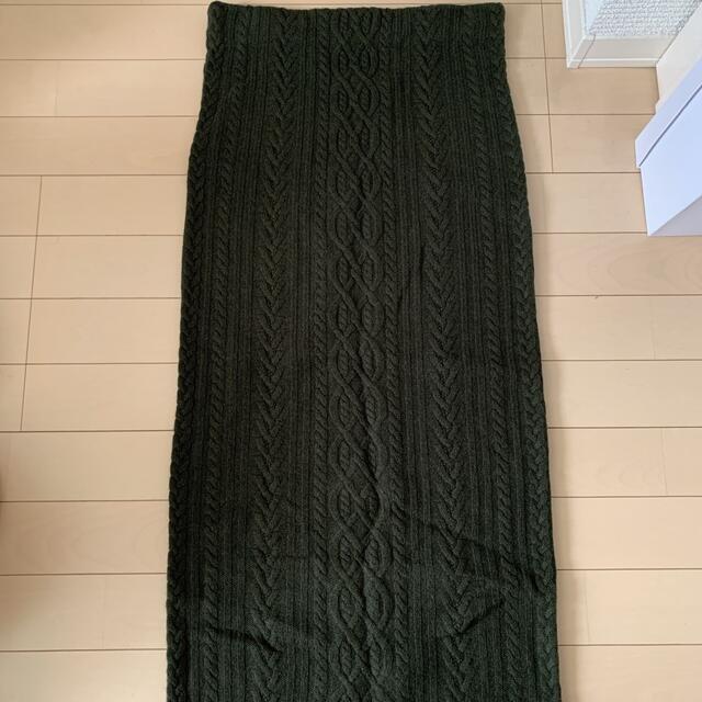 ラルフローレン ニットスカート ロングスカート カシミア混 カーキ  XSサイズ