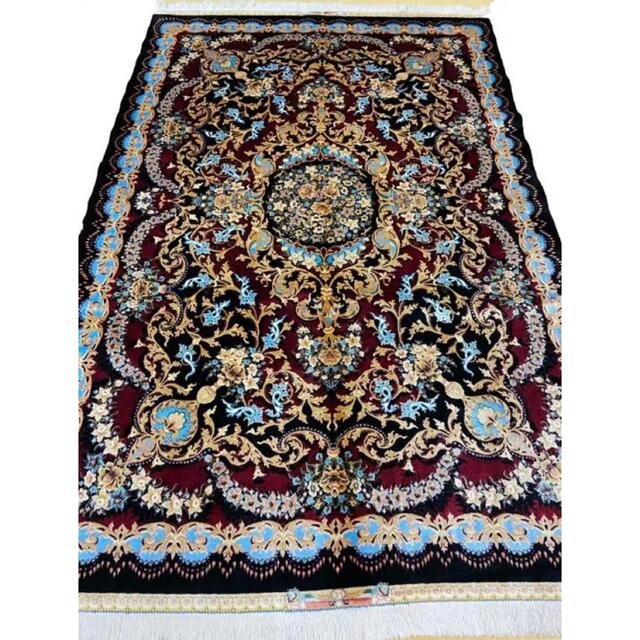 ペルシャ絨毯　ハンド&マシン織りクムデザイン　シルク植物繊維100% 最高級