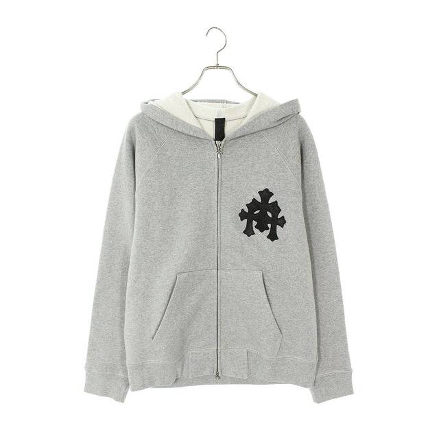 国内正規品クロムハーツ レザークロスパッチ ダガー ジップ パーカー L