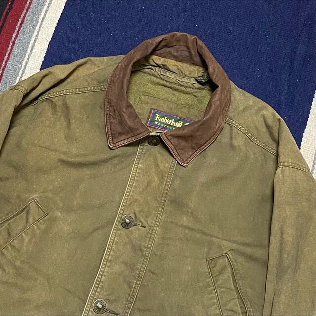 Timberland(ティンバーランド)の90s 古着 ティンバーランド カバーオール レザー ライナー付き ゆるだぼ メンズのジャケット/アウター(カバーオール)の商品写真