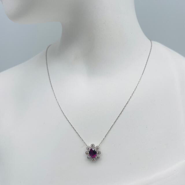 ★高級 ルビー0.45ct ダイヤK18WG ネックレスレディース