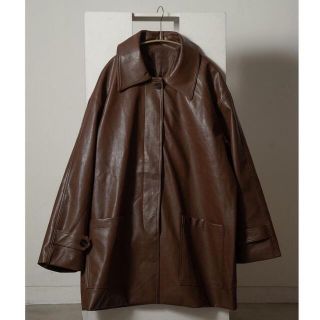 Amiur  big collar leather jacket(ダウンジャケット)