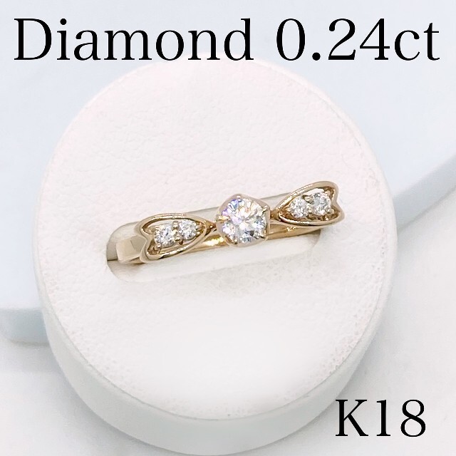 【ご専用】天然ダイヤモンド　リング 指輪　リボン　K18 レディースのアクセサリー(リング(指輪))の商品写真