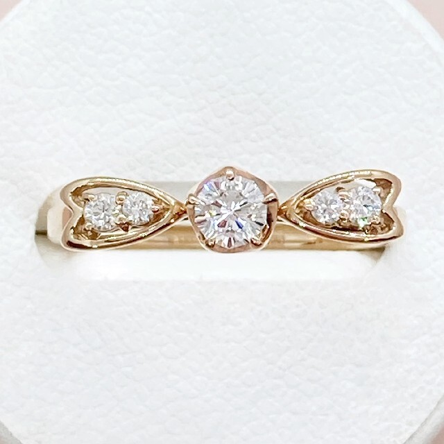 【ご専用】天然ダイヤモンド　リング 指輪　リボン　K18 レディースのアクセサリー(リング(指輪))の商品写真