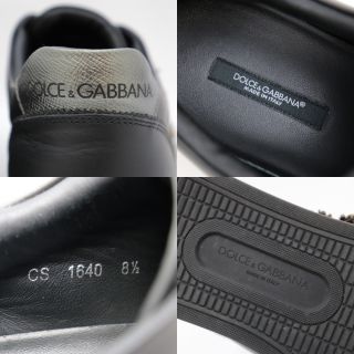 美品 ドルチェアンドガッバーナ DGロゴ レザースニーカー メンズ 黒 8.5 ハートワッペン ローカット DOLCE&GABBANA