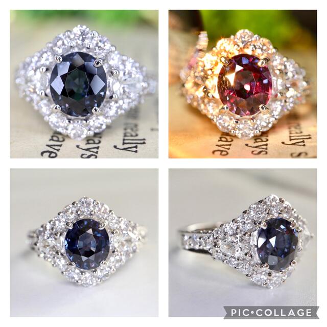 高品質ベキリーブルーガーネットダイヤモンドリングpt900total3.06ct レディースのアクセサリー(リング(指輪))の商品写真