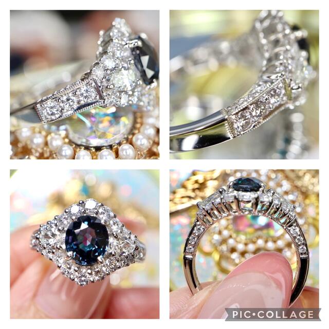 高品質ベキリーブルーガーネットダイヤモンドリングpt900total3.06ct レディースのアクセサリー(リング(指輪))の商品写真