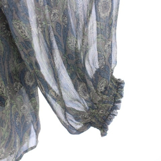 Hug O War(ハグオーワー)のハグオーワー ブラウス シャツ 長袖 花柄 シウォン ストライプ F 青 緑 レディースのトップス(シャツ/ブラウス(長袖/七分))の商品写真
