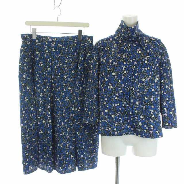 タケオニシダ スーツ セットアップ 上下 シャツ 七分袖 スカート 青