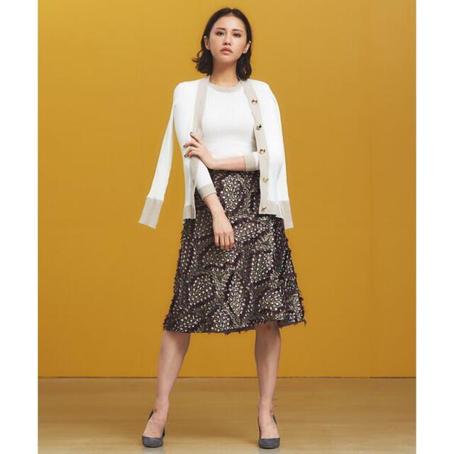 極美品 Rene フラワーモチーフ ジャガード スカート ホワイト 36