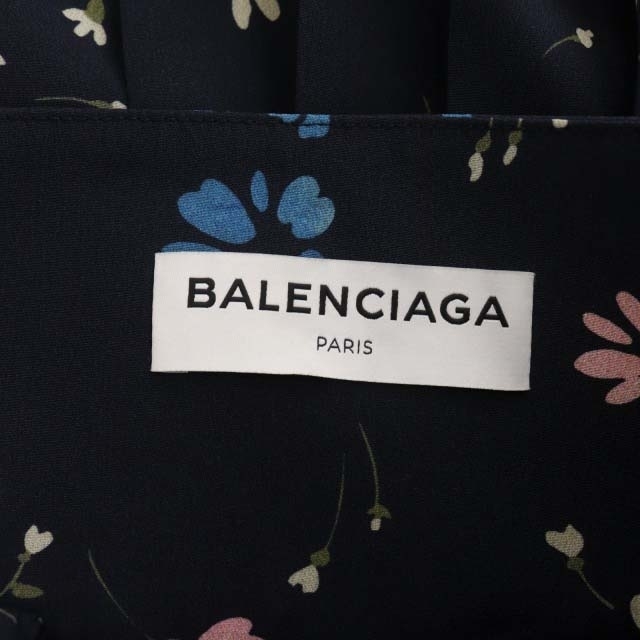 Balenciaga(バレンシアガ)のバレンシアガ フラワープリント チューブラープリーツスカート 紺 492321 レディースのスカート(ロングスカート)の商品写真