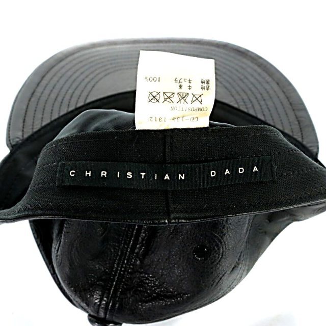 CHRISTIAN DADA(クリスチャンダダ)のクリスチャンダダ キャップ 帽子 ペイズリー型押し レザー 黒 メンズの帽子(キャップ)の商品写真