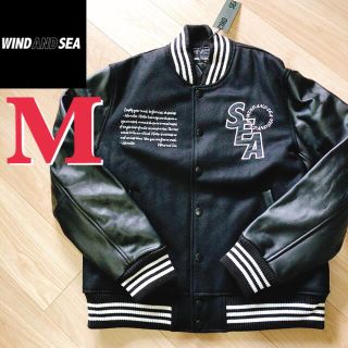 ウィンダンシー(WIND AND SEA)のWIND AND SEA スタジャン ブラック VARSITY JACKET M(スタジャン)