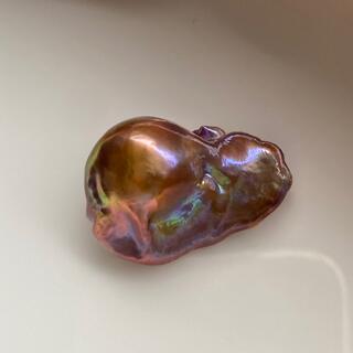 本真珠　超希少色　淡水バロックパールルース　銅色LS23(ネックレス)