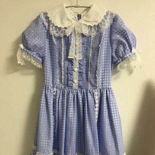 アンジェリックプリティー(Angelic Pretty)のアンジェリック プリティ ジャンパースカート チェック柄 ラベンダー(ひざ丈ワンピース)