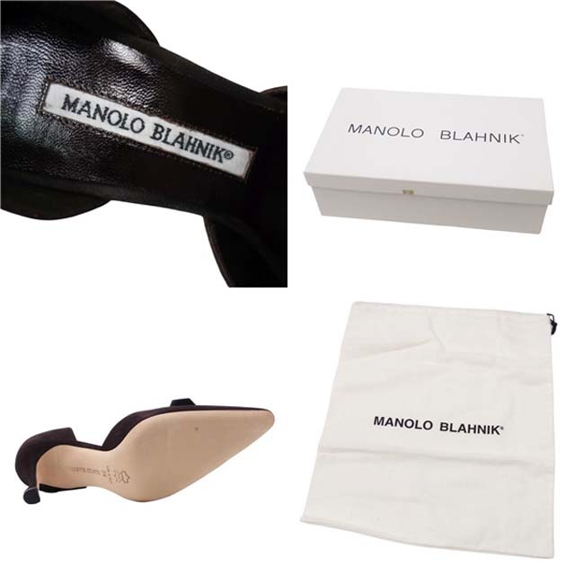 MANOLO BLAHNIK(マノロブラニク)のマノロ・ブラニク パンプス リボン スウェードレザー シューズ 34 ブラウン レディースの靴/シューズ(ハイヒール/パンプス)の商品写真