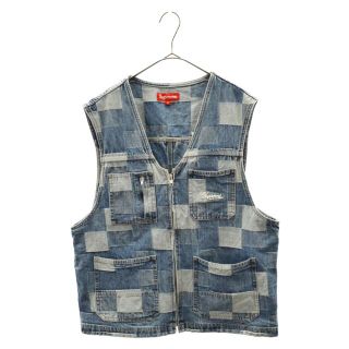 シュプリーム(Supreme)のSUPREME シュプリーム 21SS Patched Denim Vest デニムジップベスト パッチーワークデニム ジップアップ メンズ オーバーサイズ ブルー(ベスト)