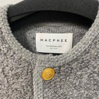 「MACPHEE ムートンジャカード クルーネックカーディガン グレー
