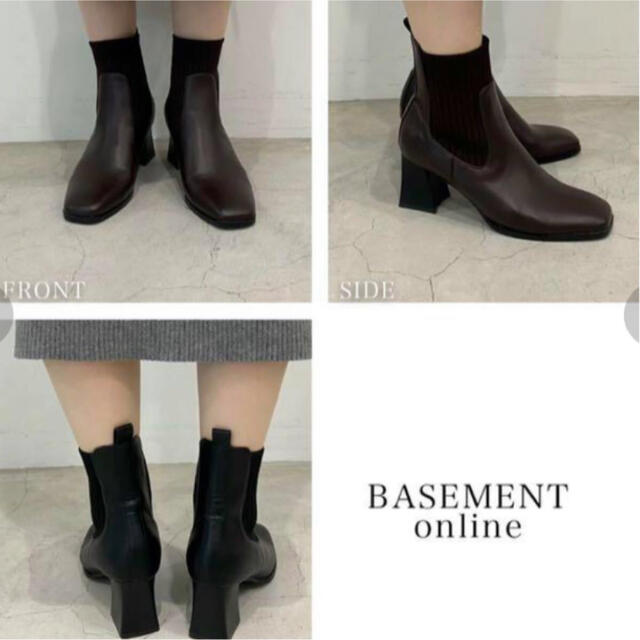 BASEMENT(ベースメント)のbasement リブ デザイン ショートブーツ ブラック レディースの靴/シューズ(ブーツ)の商品写真