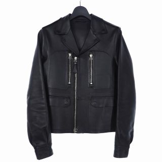 ランバン(LANVIN)のランバン ラムレザー テーラード ライダース ジャケット 46 ブラック 黒(ライダースジャケット)