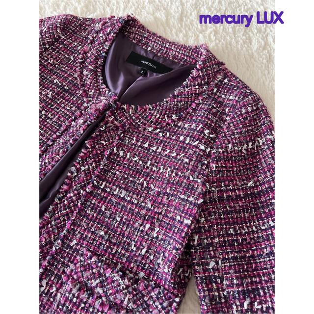 MERCURYDUO(マーキュリーデュオ)の最終sale⭐︎mercury Lux❤︎ツイード❤︎ノーカラー ジャケット レディースのジャケット/アウター(ノーカラージャケット)の商品写真