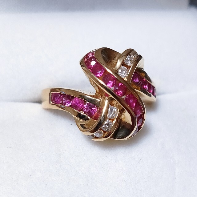 お買得!】 リング ダイヤモンド×ルビー K18YG 6.8g 0.14ct 0.80ct