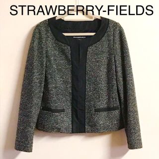 ストロベリーフィールズ(STRAWBERRY-FIELDS)のストロベリーフィールズ  ノーカラー ジャケット ツイード(ノーカラージャケット)