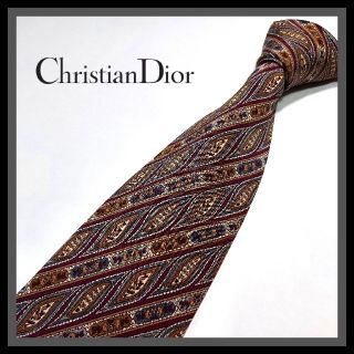 クリスチャンディオール(Christian Dior)の92【Christian Dior】ディオール ネクタイ 赤×カーキ×ペイズリー(ネクタイ)