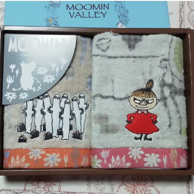 MOOMIN(ムーミン)の【箱無し2枚セット】ムーミン ウォッシュタオル ミイ＆ニョロニョロ インテリア/住まい/日用品の日用品/生活雑貨/旅行(タオル/バス用品)の商品写真