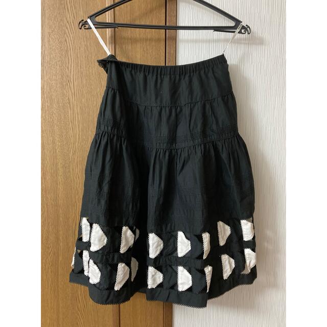 インゲボルグ 白×黒 透かし パッチワーク ピンタック スカート