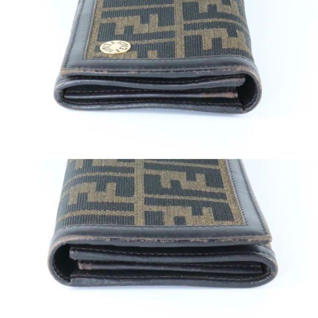 FENDI - FENDI 二つ折り長財布 ズッカ柄 キャンバス ブラウンの通販 by