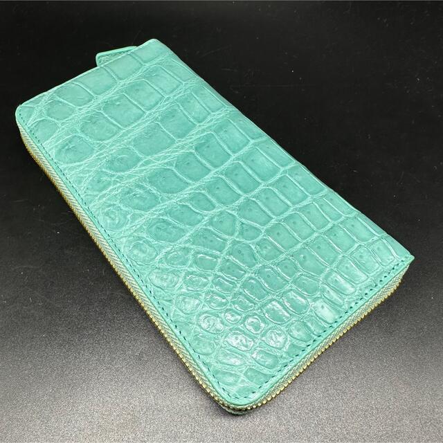 本物保証・一枚革】 ◇シャムクロコダイル 長財布 ミントグリーン M