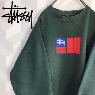 【90sオールドステューシー 】肉厚M～Lスウェットトレーナーstussy緑.