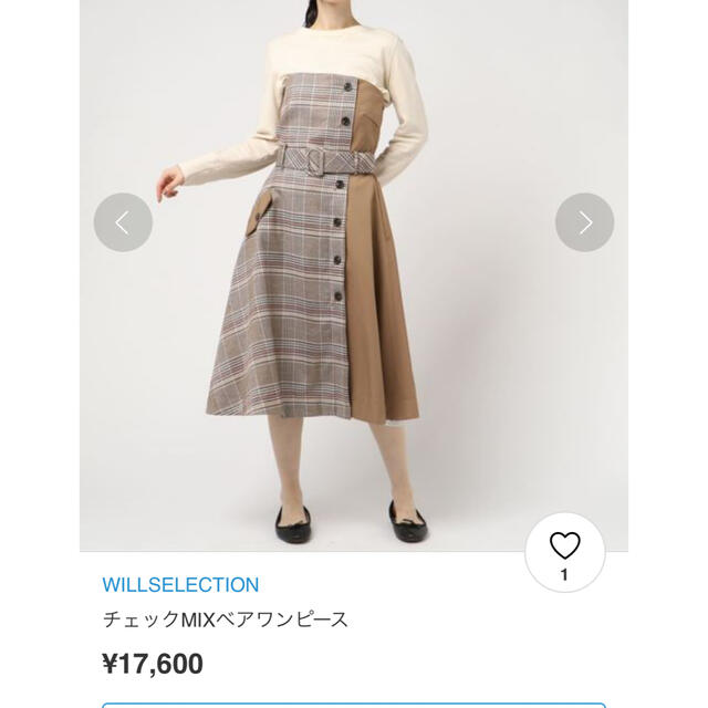 ウィルセレクション  ミックスチェックベアワンピ ベアワンピース チェックワンピ