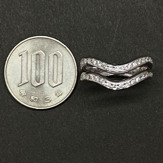 Pt900 高品質ダイヤモンドリング 2連風 サイズ14号 プラチナ ブランド
