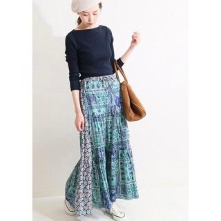 IENA LISAスカーフプリントロングスカート38 40