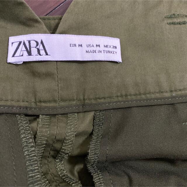 ZARA(ザラ)のZARA ワイドパンツ　グリーン　カーキ　ミリタリー　コットン　綿　サイズM レディースのパンツ(カジュアルパンツ)の商品写真