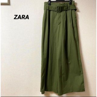 ザラ(ZARA)のZARA ワイドパンツ　グリーン　カーキ　ミリタリー　コットン　綿　サイズM(カジュアルパンツ)