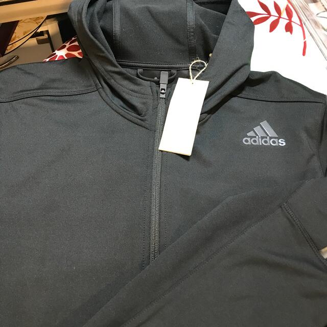 希少❣️adidas ソリッドカラー大きなポケットフード付きジャケット L 黒