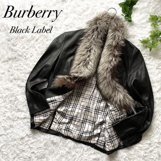 BURBERRY BLACK LABEL - BURBERRY バーバリー 革ジャン ラビットファー 