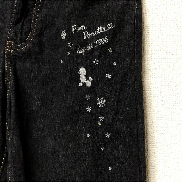 pom ponette(ポンポネット)のポンポネットジュニアプードル雪の結晶刺繍デニムパンツM150cm黒美品 キッズ/ベビー/マタニティのキッズ服女の子用(90cm~)(パンツ/スパッツ)の商品写真