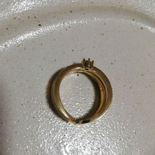 ゴールドリング 指輪 ２連 クロスライン １粒 重ね付け シンプル  ジルコニア レディースのアクセサリー(リング(指輪))の商品写真